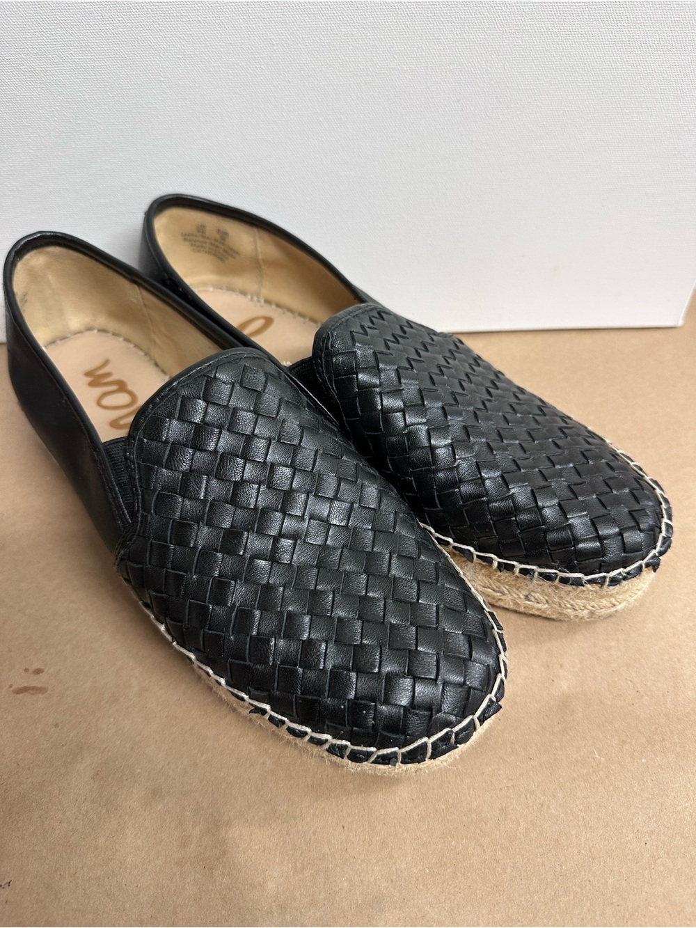 Black Woven Slip-On Espadrille Shoes